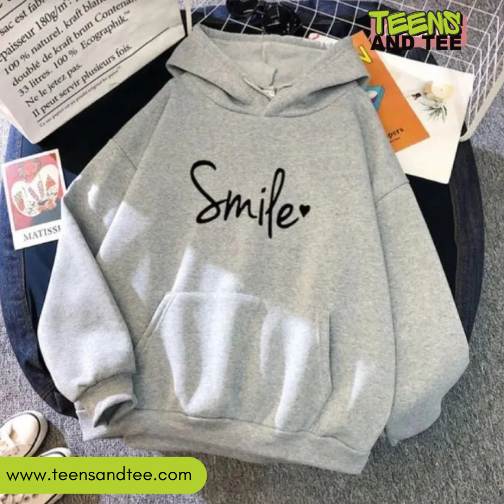 Smile Grey Hoodie on Sale
