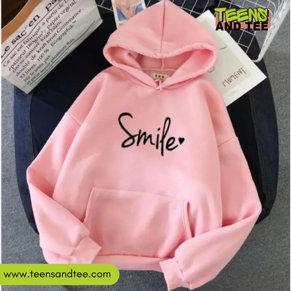Smile Pink Hoodie on Sale