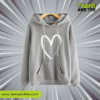 Heart Printed Hoodie in Grey