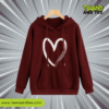 Heart Printed Hoodie in Maroon